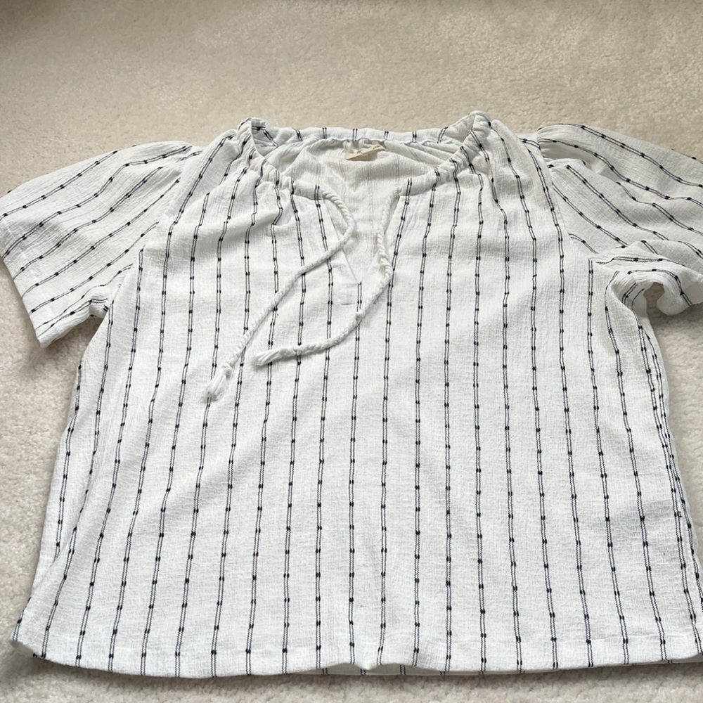 Madewell -Striped White and Black Women's Top